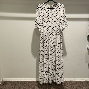 Eloquii Women’s 16 Cream and Black Polka Dot Maxi Dress